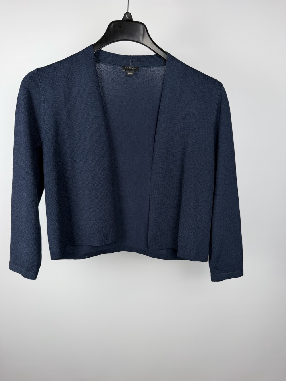 Ann Taylor Factory Navy Open-Front Cropped Cardigan Jacket - Picture 2 of 5
